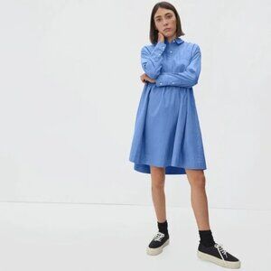 Everlane~ The Field Blue Opal Cotton Roomy Long Sleeve Shirt Dress in size XS
